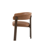 Contemporary brown dining chair side view