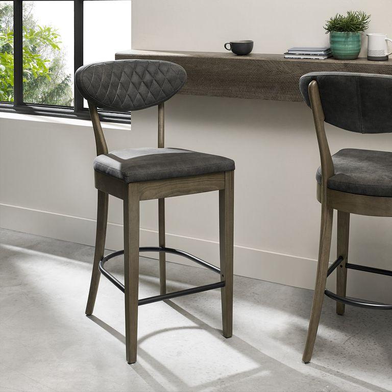 Fumed Oak Bar Stool - Dark grey