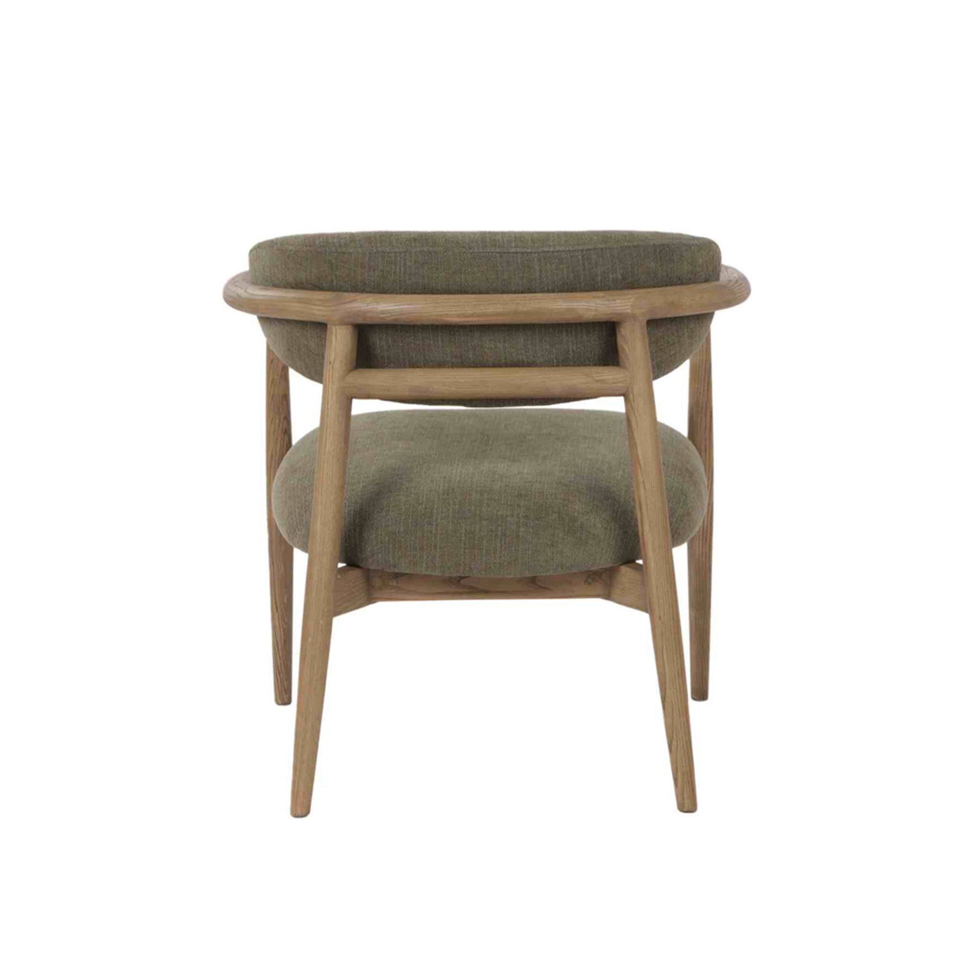 Celia Armchair Green Upholstered With Wooden Arms And Legs