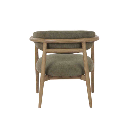 Celia Armchair Green Upholstered With Wooden Arms And Legs