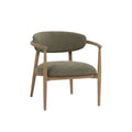 Celia Chair with green cushioned seat and backrest on a white background