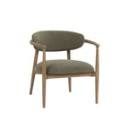 Celia Chair with green cushioned seat and backrest on a white background