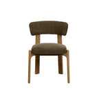 Green Upholstered Dining Chair With Wooden Legs
