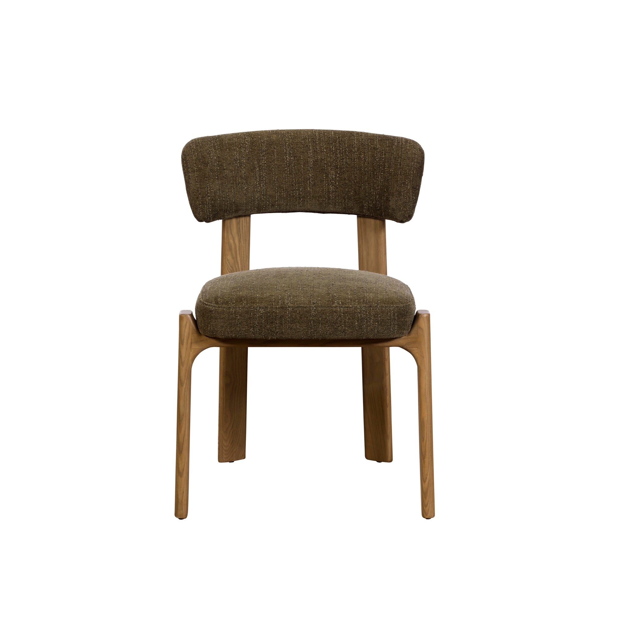 Green Upholstered Dining Chair With Wooden Legs

