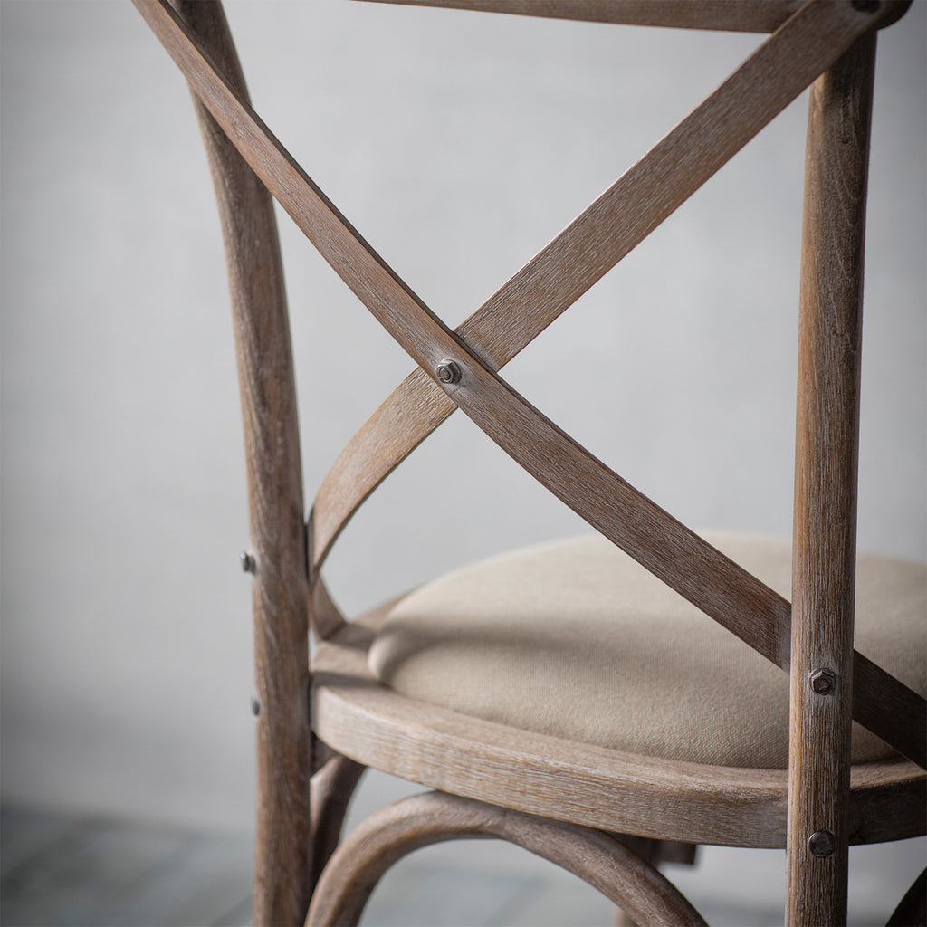 Cafe Chair Washed Oak Linen - Set Of 2