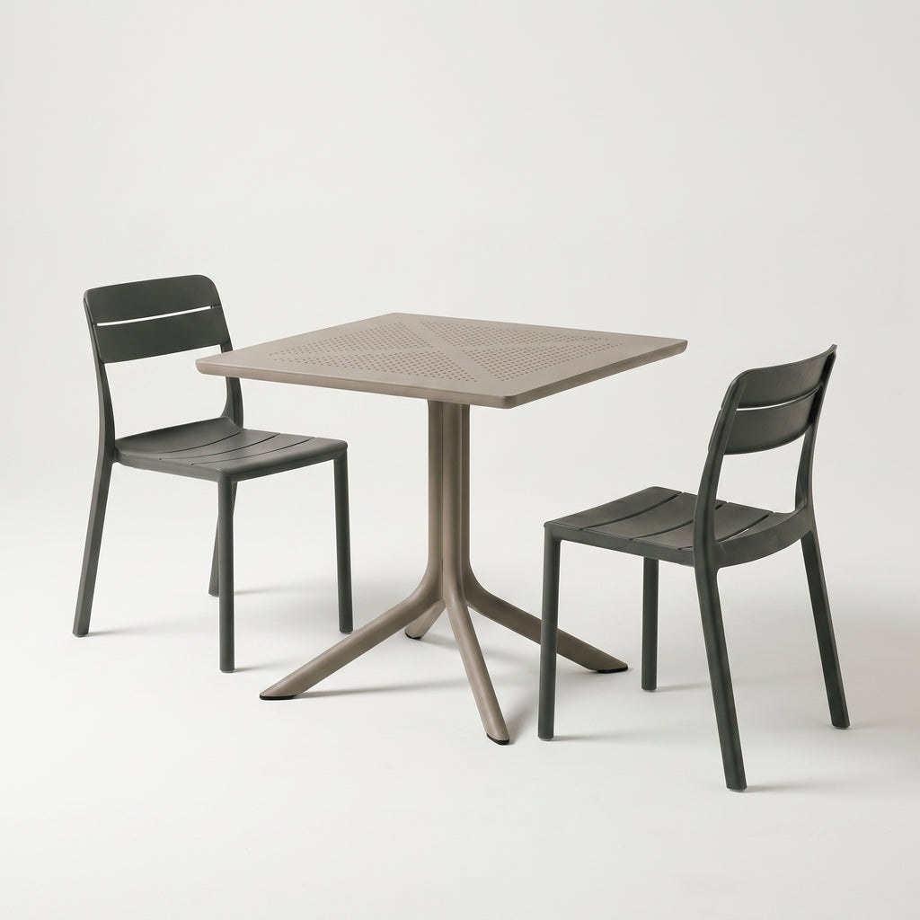 Nardi Dining Set - Clip 80cm Table & x2 Cassia Armless Chairs