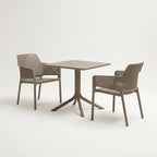 Nardi Garden Set - Clip 80cm Garden Table & x2 Net Relax Garden Chairs