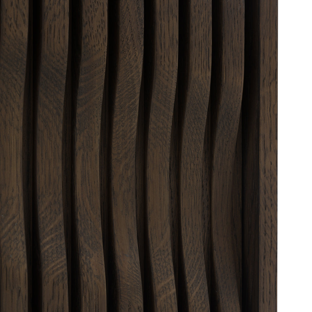 Close-up of planks with a walnut colour and visible grain pattern.