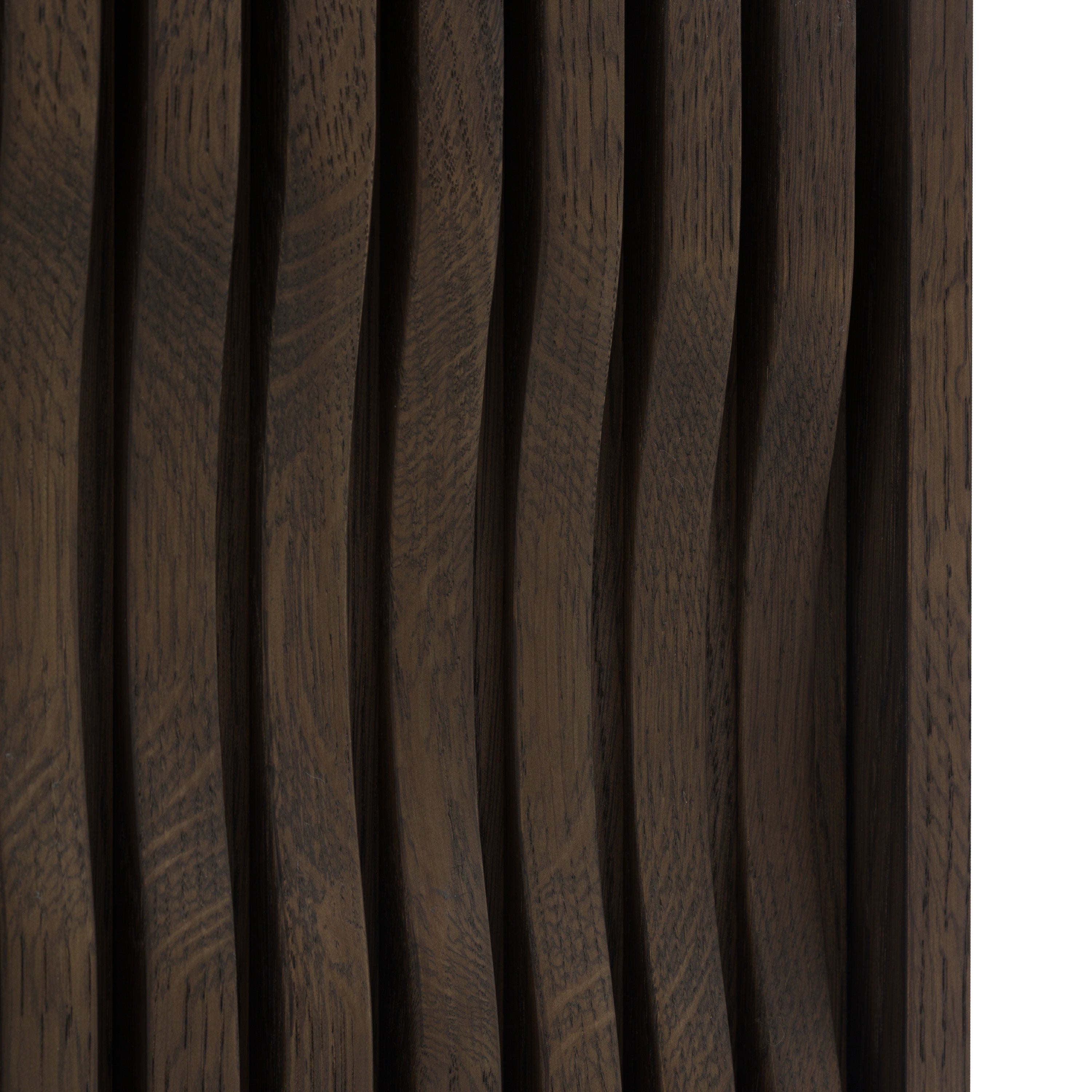 Close-up of planks with a walnut colour and visible grain pattern.
