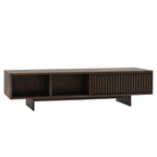 Walnut entertainment coffee table with open shelves