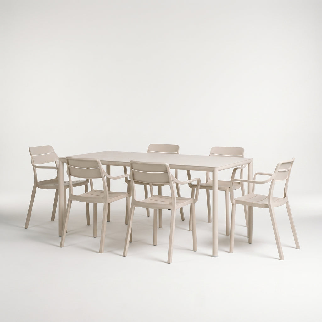 Nardi Dining Set - Piave 160cm Garden Table & Cassia Armchairs - Natural
