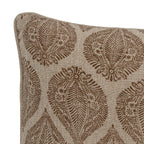 Close up of the brown leaf cushion in the colour brown design