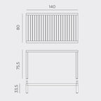 Outdoor garden bar table measuring 140x80cm. Make the table smaller & add dining chairs. Cube bar table kit and table by Nardi Outdoor.