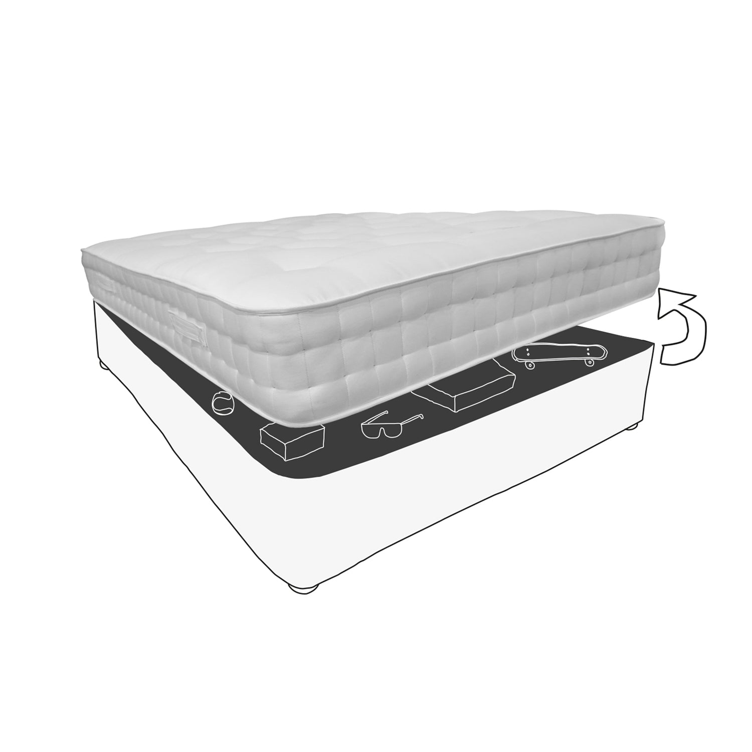 Super King - Mattress & Ottoman Storage