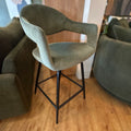 CLEARANCE - Delphine Swivel Bar Stool, Set Of 2 - Green Velvet