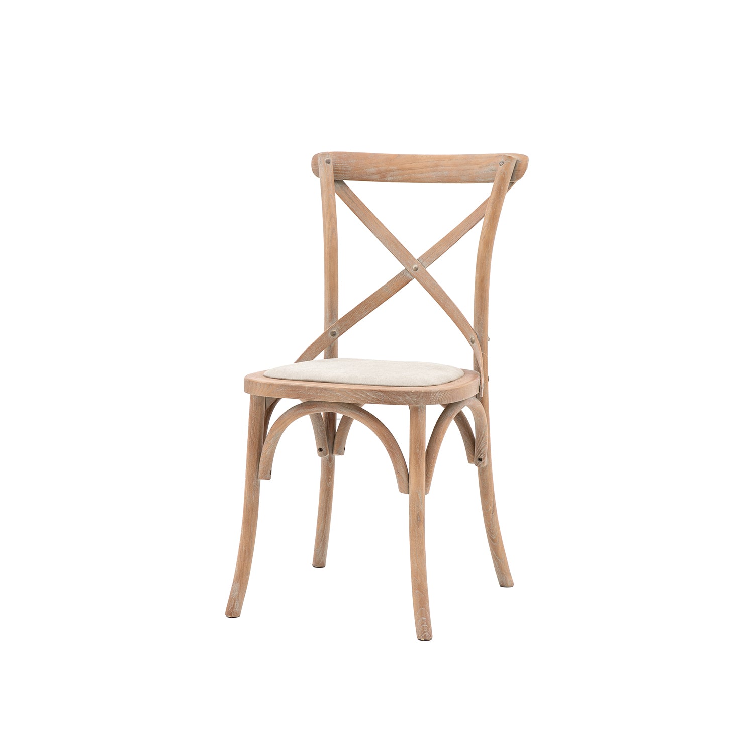 Cafe Chair Washed Oak Linen - Set Of 2