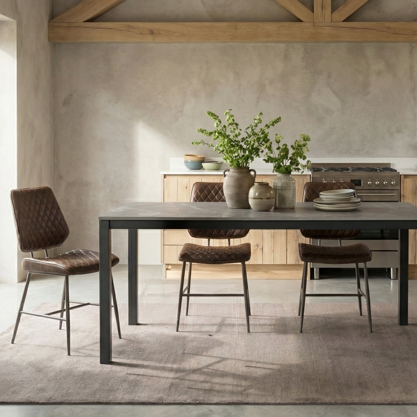 160cm Sintered Stone Dining Table & x4 Dixie Chairs