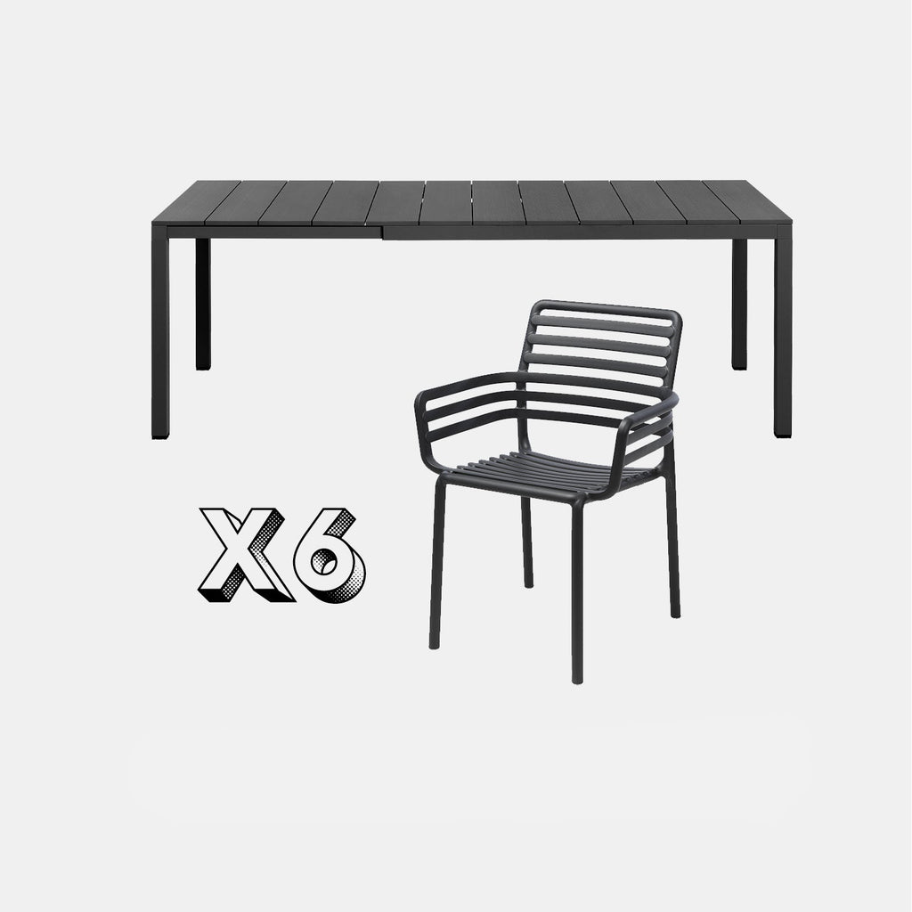 Nardi Dining Set - Rio 140 Extending Table & Doga Armchairs