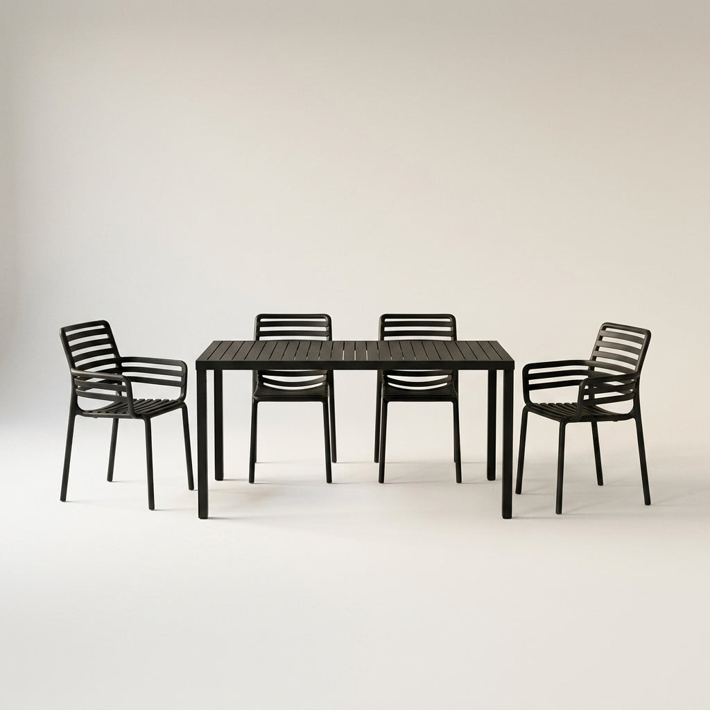Nardi Dining Set - Cube 140x80 Table & x2 Doga Armchairs & 2x Doga Armless Chairs