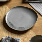 Stone and dove grey glazed ceramic side plate