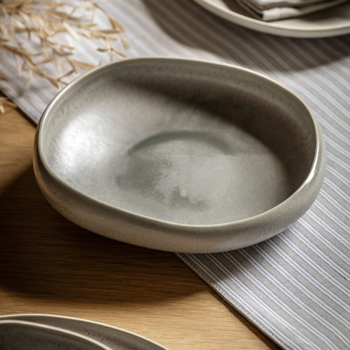 Dove grey glaze finish ceramic pasta bowl