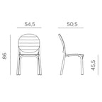 Erica no arm dining chair measurements