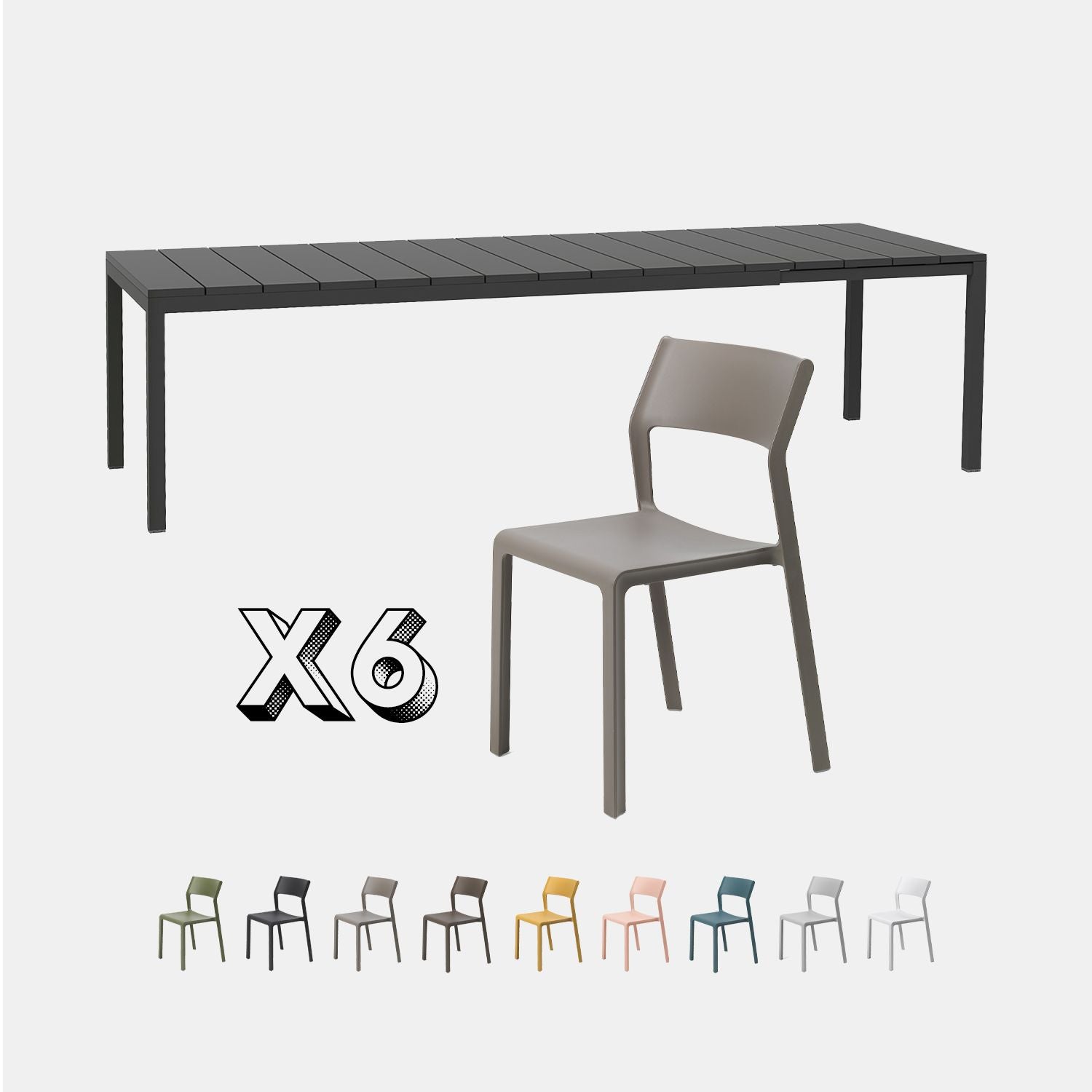 Dining Set - Rio 210 Extending Table & Trill Armless Chairs