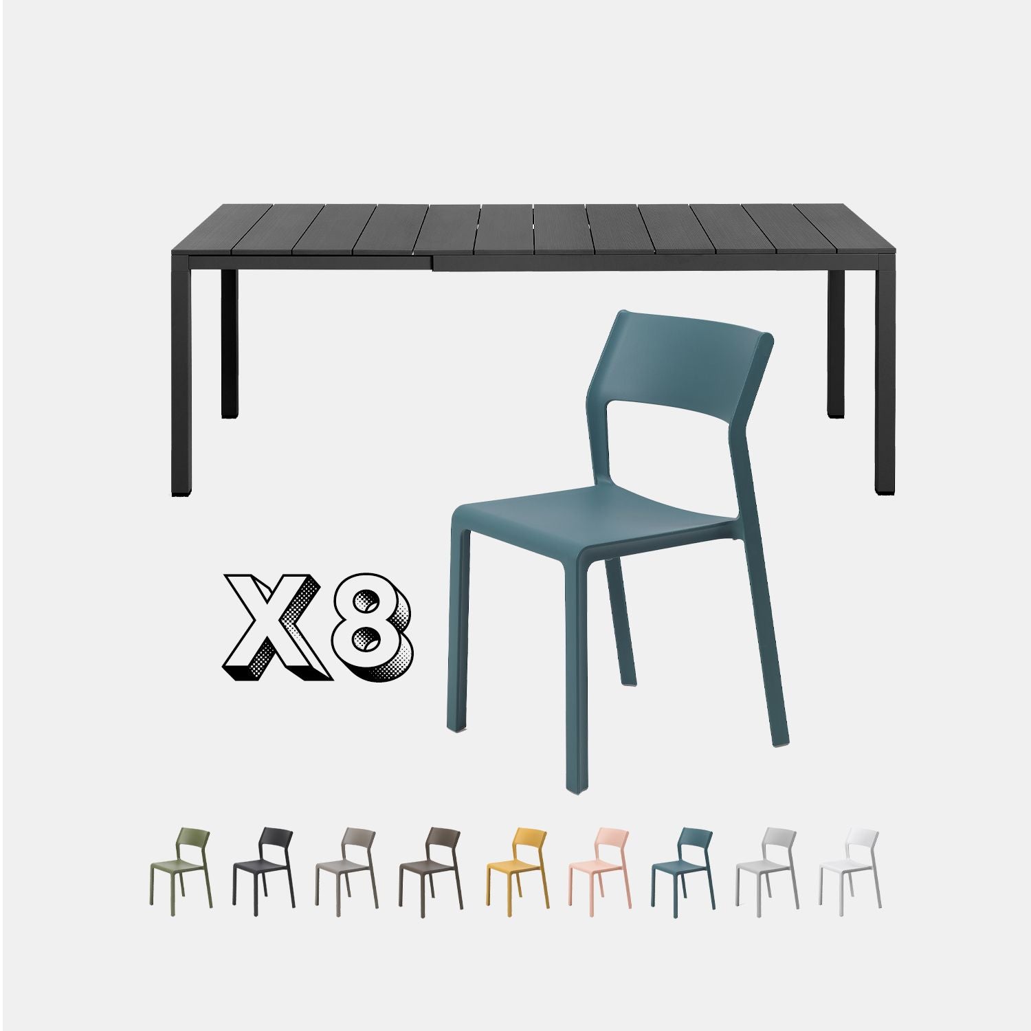 Dining Set - Rio 210 Extending Table & Trill Armless Chairs