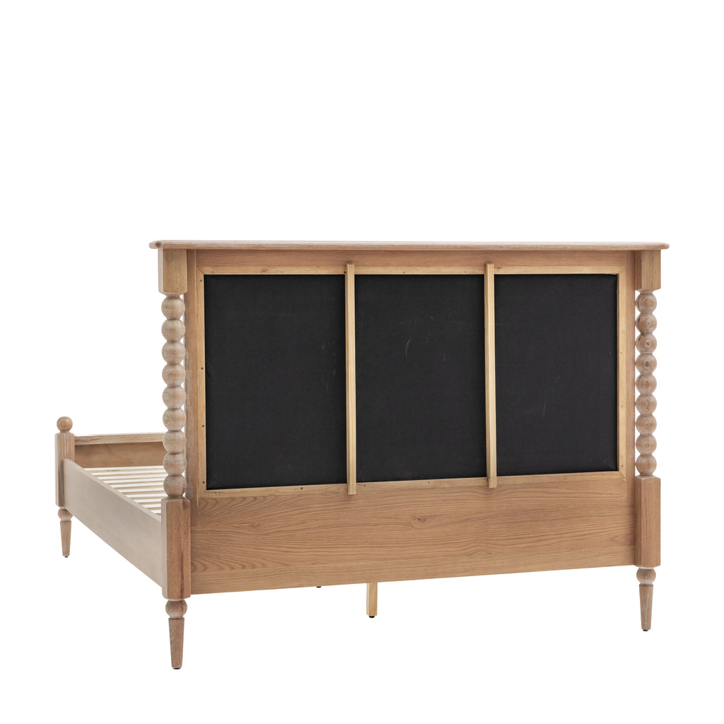 Wooden bed frame with black panels on a white background 5056693579434