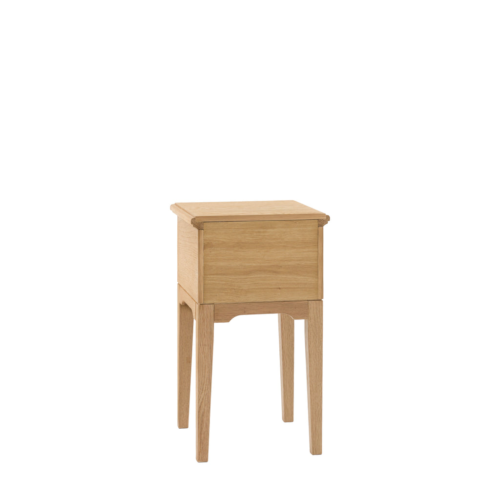 Wooden bedside table reverse photo on a white background