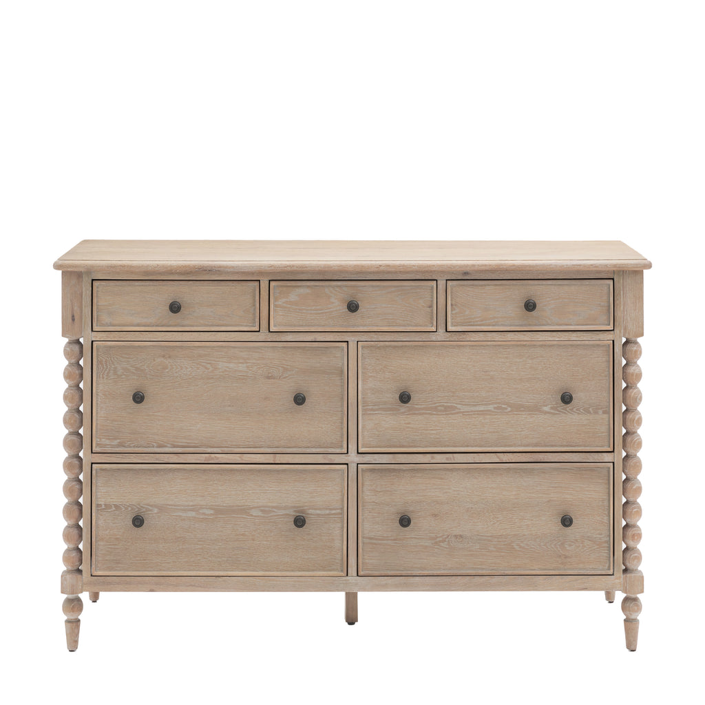 Lime Wash Bobbin Leg Artisan 7 Drawer Chest