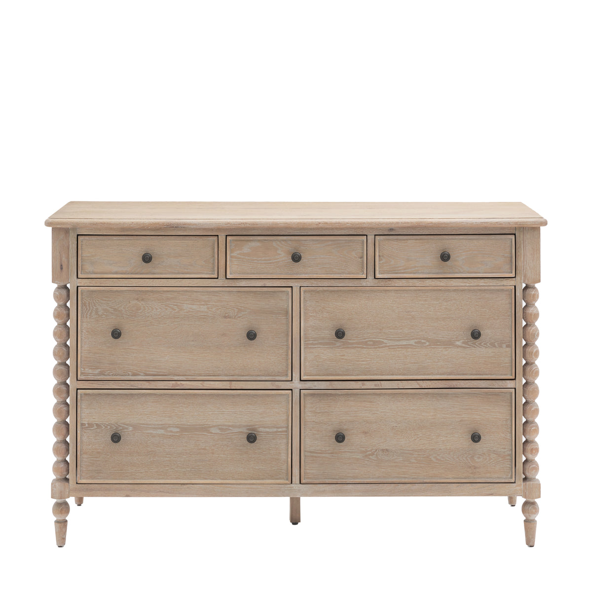 Lime Wash Bobbin Leg Artisan 7 Drawer Chest