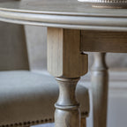  Faringdon Round Dining Table showing the detailed legs, this table is ideal for kitchen or dining room settings