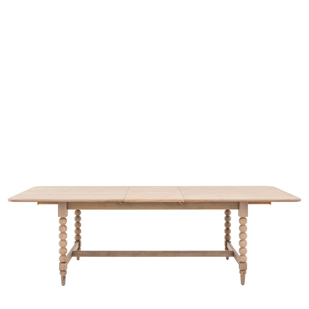 Wallingford Extending Dining Table fully extended, displaying the expansion leaf and increased seating capacity, ideal for family gatherings and entertaining