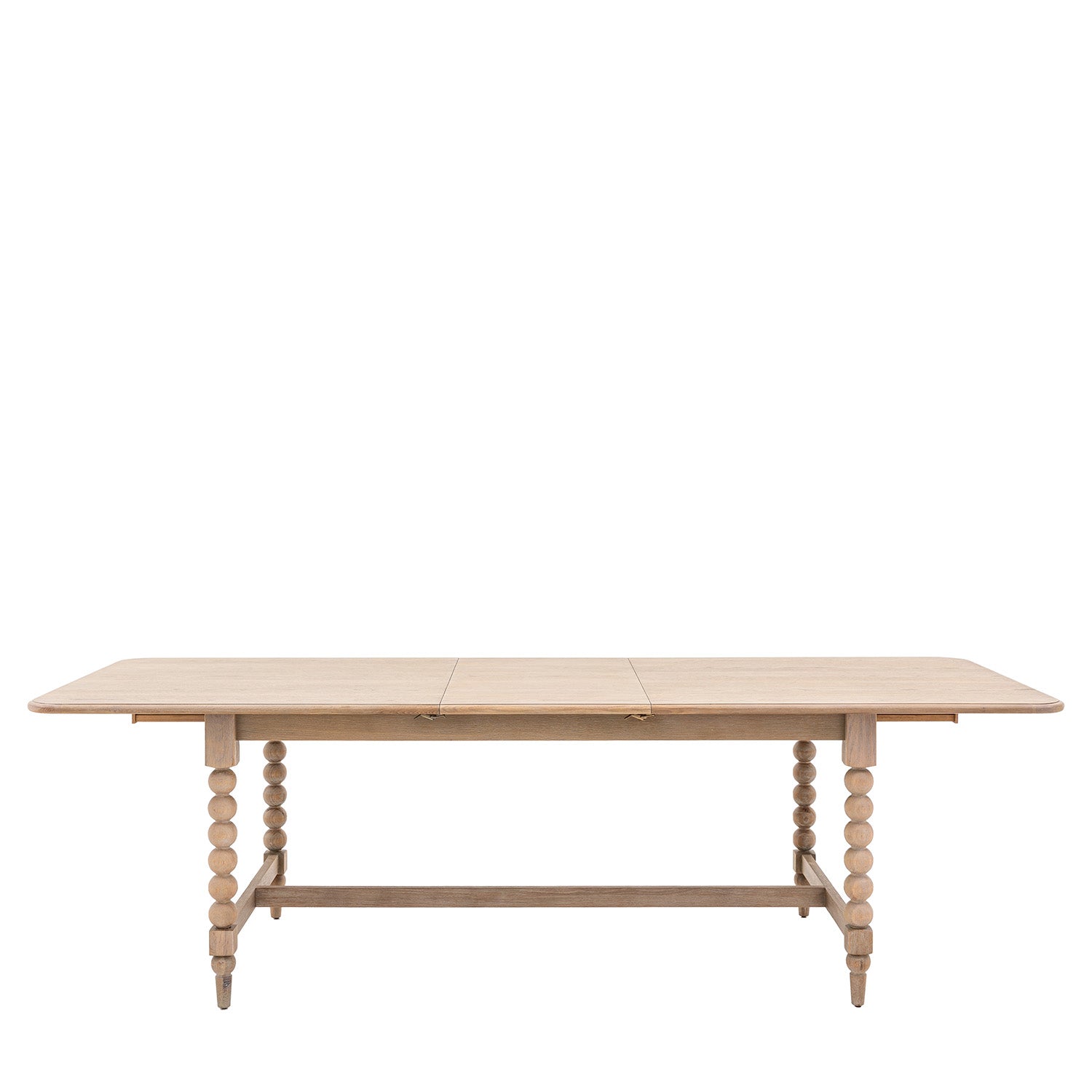 Wallingford Extending Dining Table fully extended, displaying the expansion leaf and increased seating capacity, ideal for family gatherings and entertaining