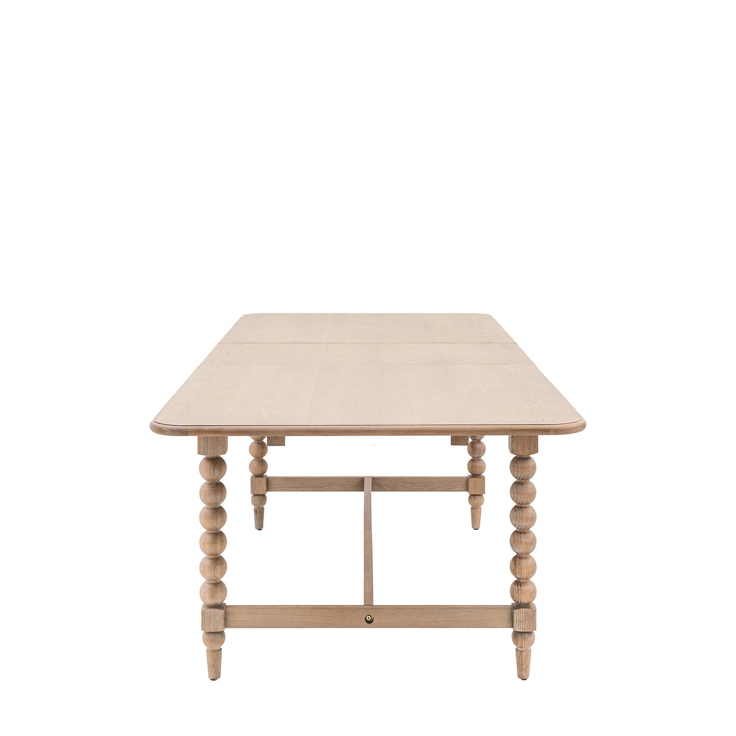 Side view of Wallingford Extending Dining Table showcasing the solid wooden legs and frame construction, highlighting its stability and craftsmanship