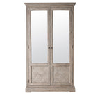 Front view of Faringdon 2 Door Mirrored Wardrobe showing the beautiful wood finish, mirrored door panel, and classic design that complements traditional bedroom d√©cor