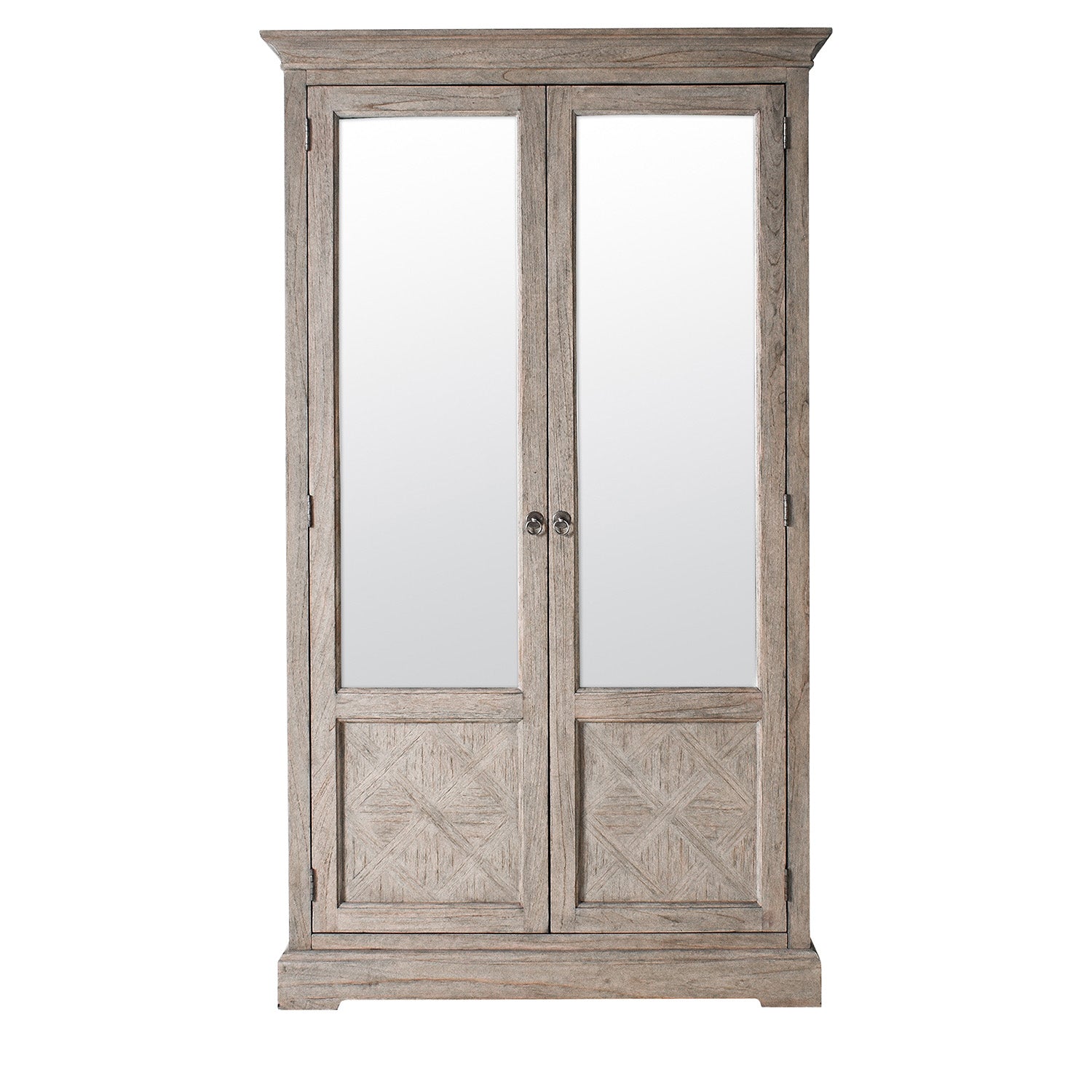 Front view of Faringdon 2 Door Mirrored Wardrobe showing the beautiful wood finish, mirrored door panel, and classic design that complements traditional bedroom d√©cor