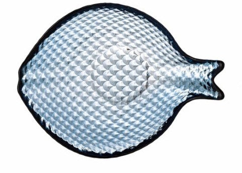Textured, oval-shaped fish bowl with a textured pattern