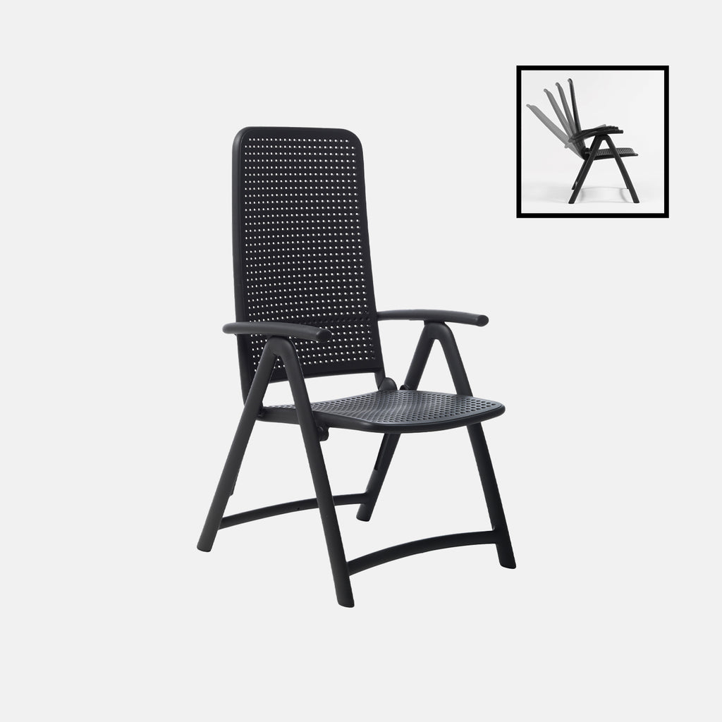 recline in the darsena outdoor chair and fold away for easy winter storage