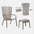 Folio garden set By Nardi Outdoor with UK mainland delivery. Folio chair, Poggio footstool and two cushions. Great value outdoor garden set.