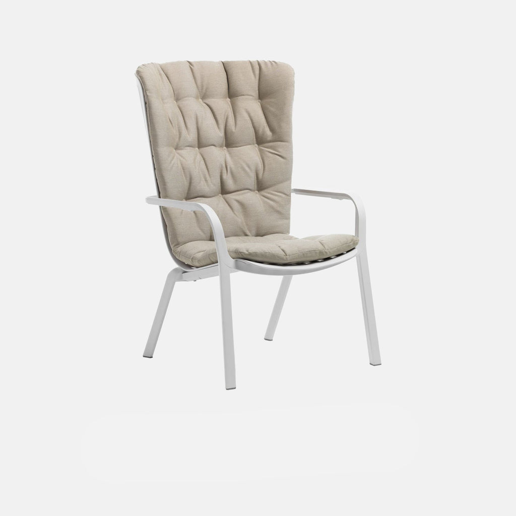 Comfy back cushion for the Folio reclining outdoor chair. Now in 5 colour finishes. Add a Poggio footstool, sit back and take your garden in!