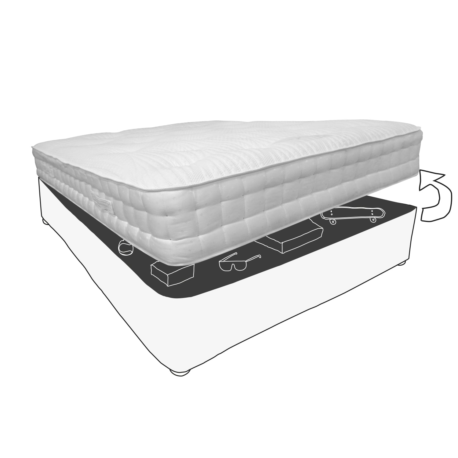 Super King - Mattress & Ottoman Storage