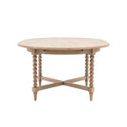 Wallingford Round Extending Dining Table in its compact circular position, showcasing the elegant wooden top and sturdy central pedestal base