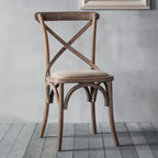 Cafe Chair Washed Oak Linen - Set Of 2