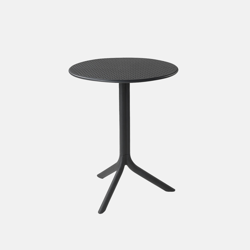 Black garden side/bistro table with a round top and three legs. Shop the Step collection online today.