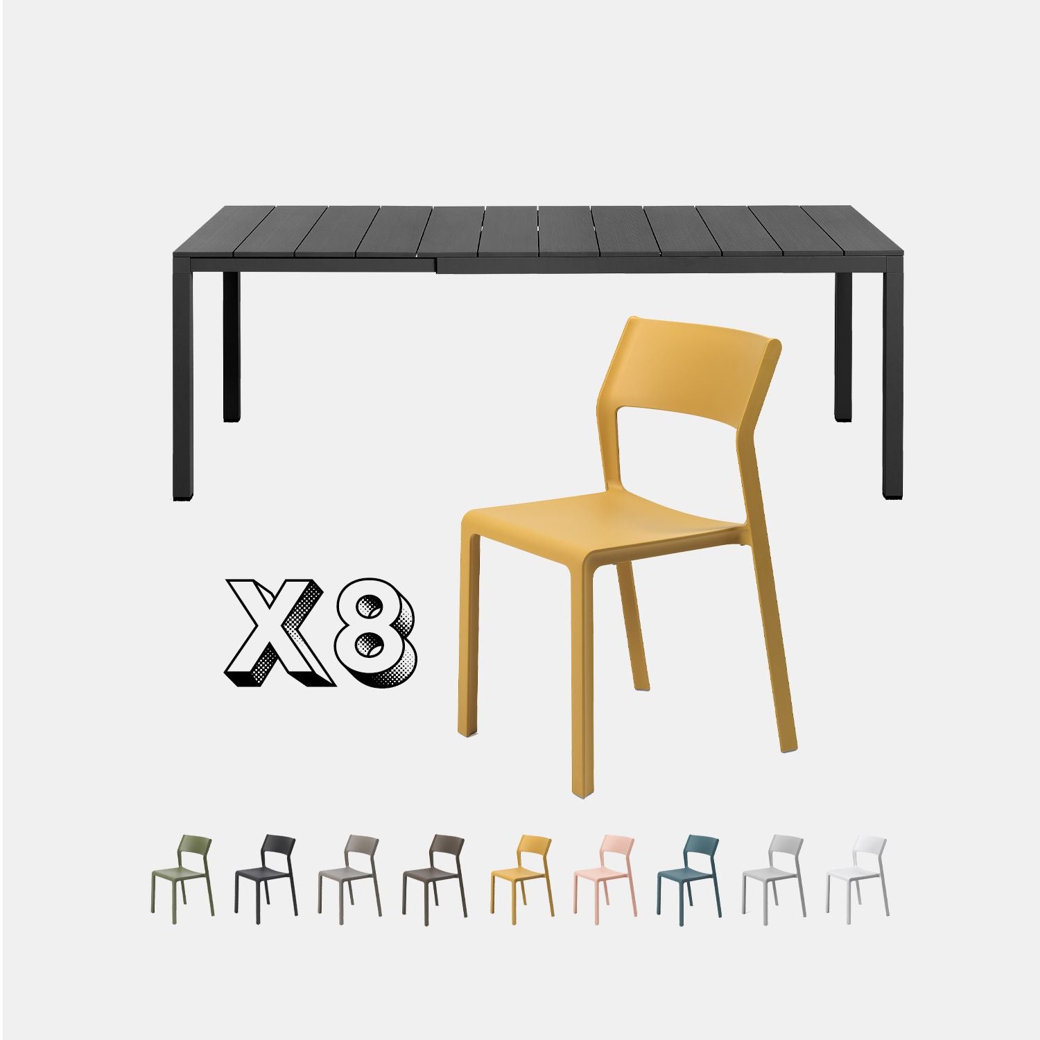 Dining Set - Rio 210 Extending Table & Trill Armless Chairs