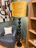 CLEARANCE - Floor Lamp & Shade - Matt Black & Gold