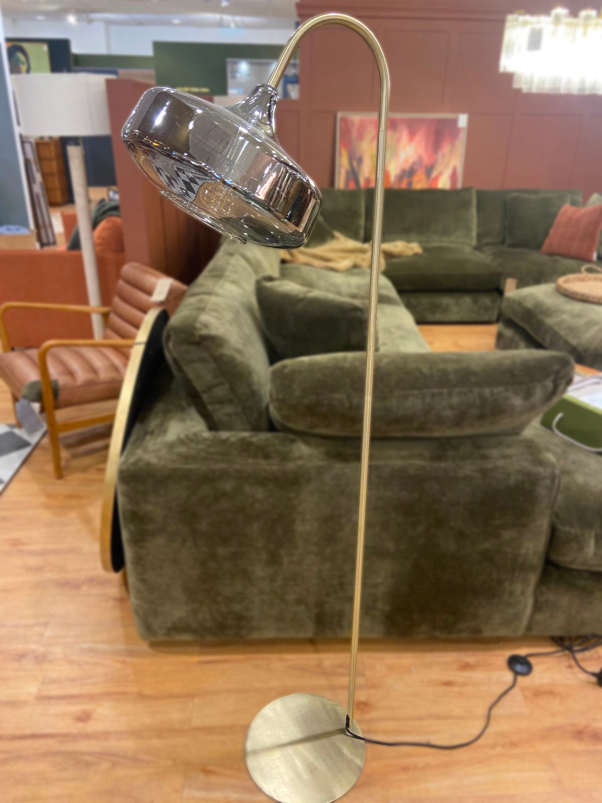 CLEARANCE - Velma Antique Bronze Style Floor Lamp With Smoked Glass Shade