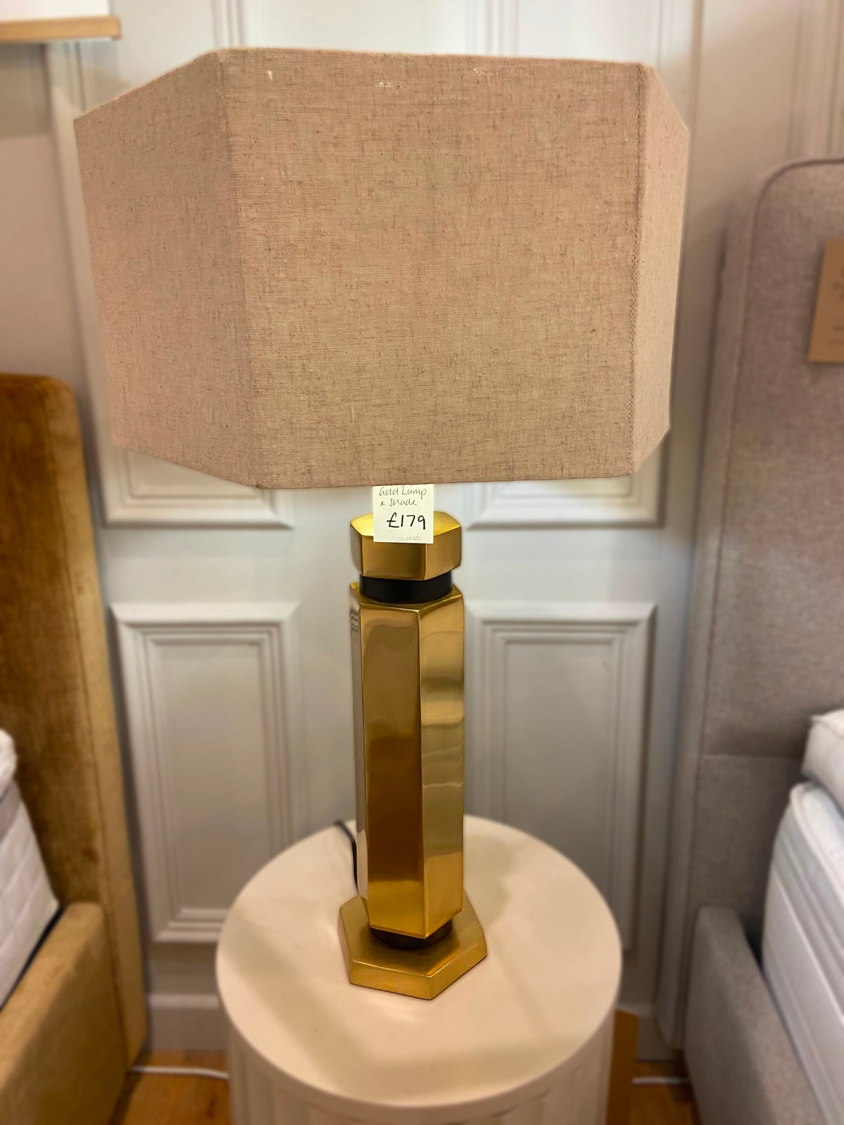 CLEARANCE - Gold Hexagonal Table Lamp with Shade